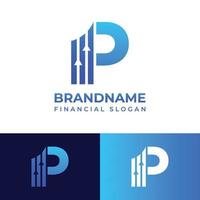 logotipo de gráfico financiero de letra p, adecuado para cualquier negocio relacionado con finanzas con iniciales p. vector