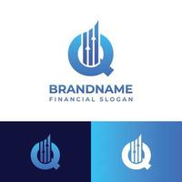 Letter Q Financial Chart Logo, suitable for any business related to Financial with Q initials. vector