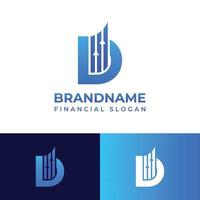 Letter D Financial Chart Logo, suitable for any business related to Financial with D initials. vector