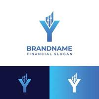 logotipo de gráfico financiero con letra y, adecuado para cualquier negocio relacionado con finanzas con iniciales y. vector