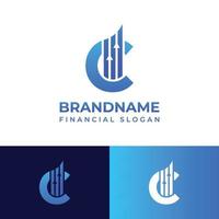 logotipo de gráfico financiero de letra c, adecuado para cualquier negocio relacionado con finanzas con iniciales c. vector