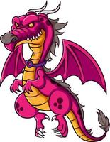 un personaje de dibujos animados de dragón fuerte vector