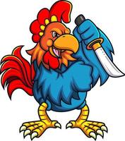 The rooster fighter holding knife vector