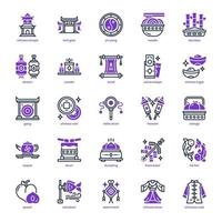 paquete de iconos de año nuevo chino para el diseño de su sitio web, logotipo, aplicación e interfaz de usuario. icono de año nuevo chino línea mixta y diseño sólido. ilustración de gráficos vectoriales y trazo editable. vector