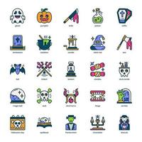 paquete de iconos de halloween para el diseño de su sitio web, logotipo, aplicación e interfaz de usuario. diseño de color lleno de icono de Halloween. ilustración de gráficos vectoriales y trazo editable. vector