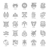 paquete de iconos de año nuevo chino para el diseño de su sitio web, logotipo, aplicación e interfaz de usuario. diseño de esquema de icono de año nuevo chino. ilustración de gráficos vectoriales y trazo editable. vector