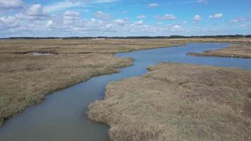 Fast flight over river marsh video