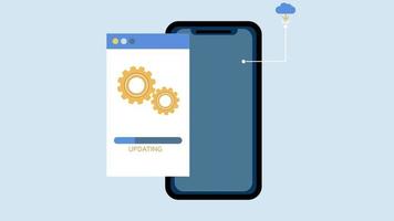 animation de mise à jour du logiciel mobile sur l'écran du téléphone avec barre de progression video