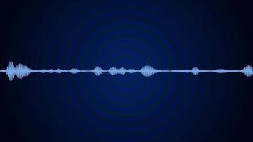 Equalizer VU Meters Modern Audio This is 3840x2160 4K video of a modern audio equalizer moving to music or a voice talking. There are blue rings symbolizing radio signals. seamless loop.