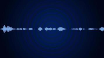 Equalizer VU Meters Modern Audio This is 3840x2160 4K video of a modern audio equalizer moving to music or a voice talking. There are blue rings symbolizing radio signals. seamless loop.