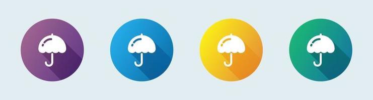 Umbrella solid icon in flat design style. Protection signs vector illustration.