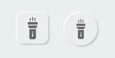 Flashlight solid icon in neomorphic design style. Torch signs vector illustration.