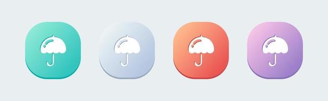 Umbrella solid icon in flat design style. Protection signs vector illustration.