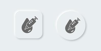 Inject solid icon in neomorphic design style. Medicine signs vector illustration.