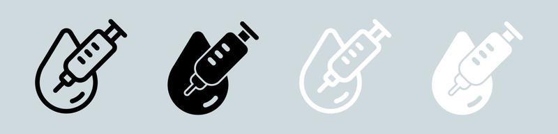 Inject icon set in black and white. Medicine signs vector illustration.