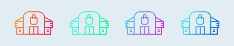 Shopping mall line icon in gradient colors. Supermarket signs vector illustration.