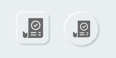 icono sólido de factura en estilo de diseño neomórfico. Ilustración de vector de señales de recibo.