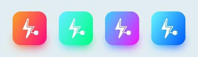 Charge solid icon in square gradient colors. Recharge signs vector illustration.