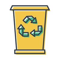 Vector isolated icon of trash can or container with recycling sign.