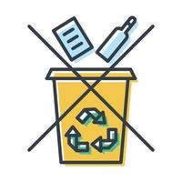 Vector isolated trash can icon with recycle sign. The concept of separate waste collection.