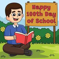 100th Day Of School Student with Book Colored vector