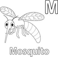 mosquito alfabeto abc aislado para colorear página m vector
