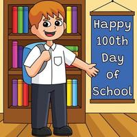 100th Day Of School Student with Bag Colored vector