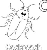 Cockroach Alphabet ABC Isolated Coloring Page C vector