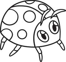 Spring Ladybug Isolated Coloring Page for Kids vector