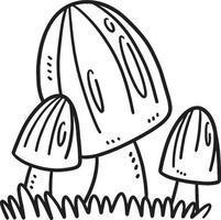 Spring Mushroom Isolated Coloring Page for Kids vector