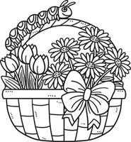 Spring Caterpillar And Basket Of Flowers Isolated vector