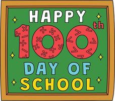 Happy 100th Day Of School Cartoon Colored Clipart vector