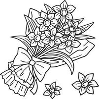 Spring Flower Bouquet Isolated Coloring Page vector