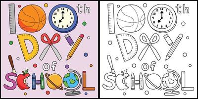 100th Day Of School Art Coloring Illustration vector