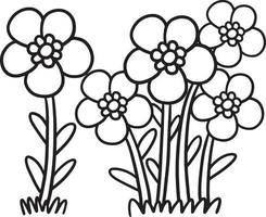 página para colorear aislada de flores de primavera para niños vector