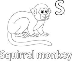 Squirrel Monkey Alphabet ABC Isolated Coloring S vector