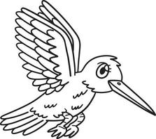 Spring Flying Bird Isolated Coloring Page for Kids vector