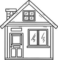 Spring House Isolated Coloring Page for Kids vector