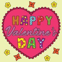 Happy Valentines Day Colored Cartoon vector