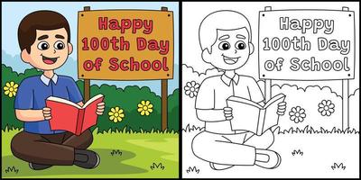 100th Day Of School Student with Book Illustration vector