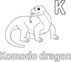 dragón de komodo alfabeto abc aislado colorante k vector