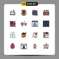 Set of 16 Modern UI Icons Symbols Signs for artistic rest movie travel hotel Editable Creative Vector Design Elements