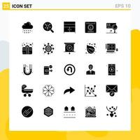 25 Solid Glyph concept for Websites Mobile and Apps analysis help cabinet chat alert bubble Editable Vector Design Elements
