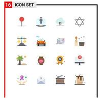 Group of 16 Modern Flat Colors Set for judgment conclusion data choice science Editable Pack of Creative Vector Design Elements