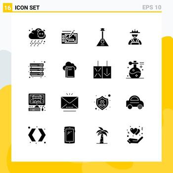 Set of 16 Modern UI Icons Symbols Signs for files cloud balalaika worker builder Editable Vector Design Elements