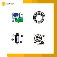 User Interface Pack of 4 Basic Filledline Flat Colors of business syringe gear doctor share Editable Vector Design Elements