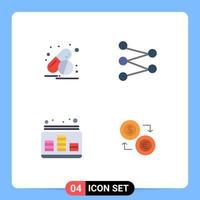 Group of 4 Modern Flat Icons Set for capsule music figure audio exchange Editable Vector Design Elements