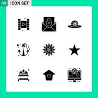 Pack of 9 Solid Style Icon Set Glyph Symbols for print Creative Signs Isolated on White Background 9 Icon Set vector