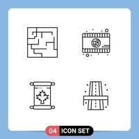 4 Creative Icons Modern Signs and Symbols of labyrinth leaf romantic movie note life Editable Vector Design Elements