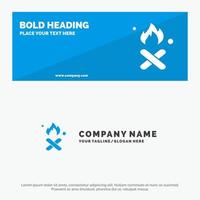 Burn Fire Garbage Pollution Smoke SOlid Icon Website Banner and Business Logo Template vector